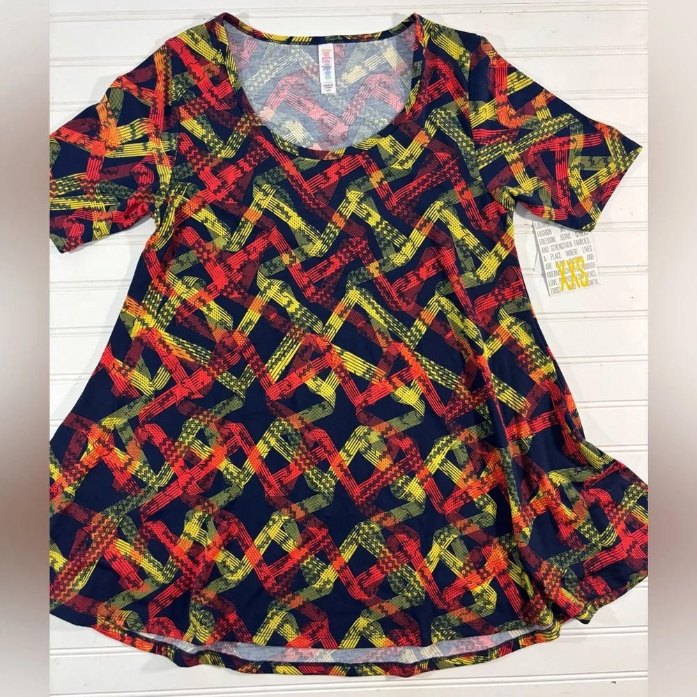 LuLaRoe Perfect T Tee Women’s Geometric Print Tunic Short Sleeve Size XXS Navy - Picture 10 of 16